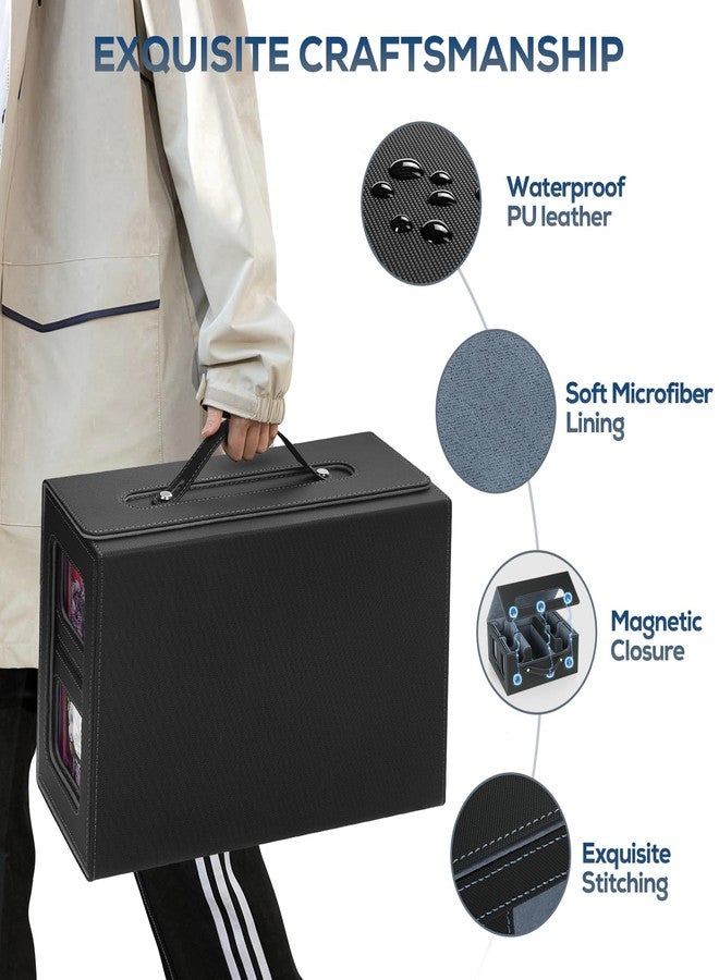 صندوق تخزين بطاقات التداول STTRBOX لبطاقات MTG، صندوق بطاقات MTG Commander، حافظة متعددة الأغراض لبطاقات MTG TCG الرياضية، 4 أغلفة علوية، 4 سدادات، 4 فواصل ملونة (أسود ورمادي) - Image 5